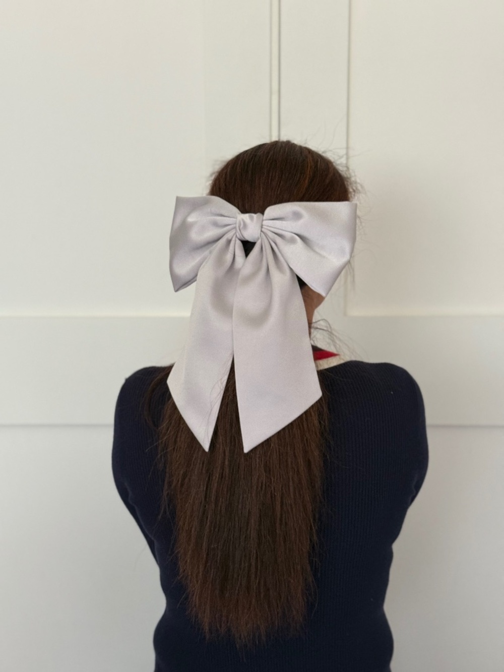 Giant satin hair bow hair barrette